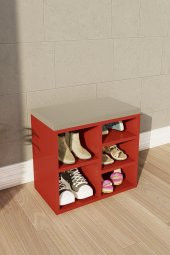 Ayakkabılık Beş Raflı Puflu - Kırmızı thumbnail 2