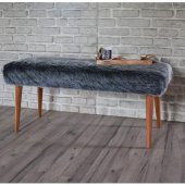 Puf Bench Peluş Antrasit Gri - 1
