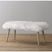 Ünüvar Konsept Puf & Benç 45*100-Ahşap Ayak Dökülmez Peluş Beyaz K1 - 2