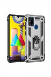 TahTicMer   Samsung A21S Kılıf Çift Katmanlı Yüzüklü Manyetik Vega Araç Tutucu Destekli Zırhlı Tank Kapak - 1