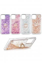TahTicMer   Apple iphone 5S Kılıf Simli Pullu Sulu Yüzüklü Standlı Silikon Milce Kapak Lüks Tpu - 2
