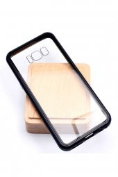 TahTicMer   Galaxy S8 Plus G955 Kılıf Manyetik Bumper Mıknatıslı Arka Camlı  Komple Koruma Siyah - 2