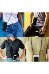 TahTicMer   Xiaomi Redmi Note 8 Şeffaf Köşe Korumalı Kılıf Boyuna Asmalı Askılı İp thumbnail 3