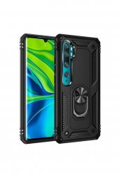 TahTicMer   Xiaomi Mi Note 10 Kılıf Çift Katmanlı Yüzüklü Manyetik Vega Araç Tutucu Destekli Zırhlı Tank Kapak - 1