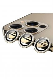 TahTicMer   Apple iphone 12 Taşlı Kamera Lens Kırılmaz Cam Koruyucu Swarovski Taşlı Metal çerçeveli Lens Koruma - 1