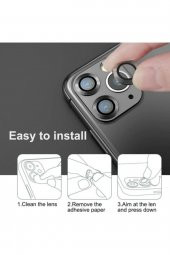TahTicMer   Apple iphone 11 Pro Kamera Lens Koruyucu Kırılmaz Metal çerçeveli Kamera Lens Koruma - 2