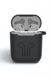 TahTicMer   Apple AirPods 1 2 Kılıf Kancalı Koruma Silikon Kapak - 1