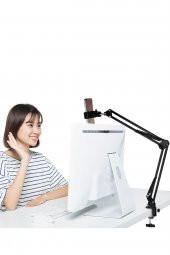 TahTicMer   Tablet - Telefon Standı Ayarlanabilir Masaüstü Süspansiyonlu Metal Yapı Masa Tutuculu Yayıncı Standı - 1