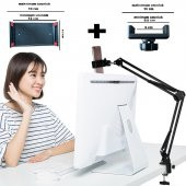 TahTicMer   Tablet - Telefon Standı Ayarlanabilir Masaüstü Süspansiyonlu Metal Yapı Masa Tutuculu Yayıncı Standı - 2