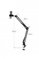 TahTicMer   Tablet - Telefon Standı Ayarlanabilir Masaüstü Süspansiyonlu Metal Yapı Masa Tutuculu Yayıncı Standı - 3