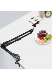 TahTicMer   Tablet - Telefon Standı Ayarlanabilir Masaüstü Süspansiyonlu Metal Yapı Masa Tutuculu Yayıncı Standı - 4