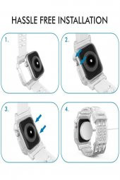 TahTicMer   Apple Watch 38 mm 360 Şeffaf Korumalı Kayış Kordon - 2