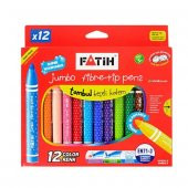 Fatih Keçeli Boya Kalemi Jumbo Yıkanabilir 12 Renk 34260 - 1