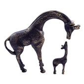 Dekoratif Zürafa Biblo 2 li Set Bronz 20 cm 12 cm - 1
