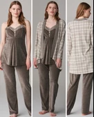 Feyza Pijama 4623 Antrasit Elan  3Lü Hamile Lohusa Pijama Sabahlık Tk - 4