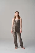 Feyza Pijama 4623 Antrasit Elan  3Lü Hamile Lohusa Pijama Sabahlık Tk - 5