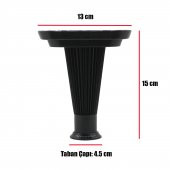 (4 ADET) Mobilya Kanepe Ünite Koltuk Ayağı 15 cm Siyah Baza Ayak - 4