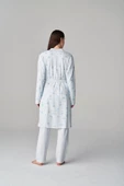 Feyza Pijama 4677 Mavi Mari 3Lü Hamile Lohusa Pijama Sabahlık Tk - 3