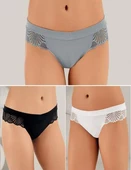 6 lı Paket Şahinler Bayan Dantelli Likralı Tanga Külot B3088 thumbnail 1