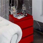 Ünüvar Konsept Emre ÜÇ Çekmeceli Modern Komodin Kırmızı k1 thumbnail 2