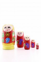Ahşap Tombul İç İçe Matruşka Bebek Kırmızı Set 5li Büyük Boy - 2