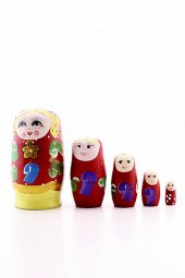 Ahşap Tombul İç İçe Matruşka Bebek Kırmızı Set 5li Büyük Boy - 3