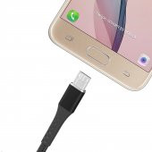 FitPlus Strong ST-111 Micro USB Data/Şarj Kablosu 3A 1mt Örgü - Siyah - 4