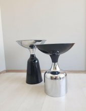 Olympos Dekoratif Parlak Siyah Model Krom Sehpa 50 ve 55 cm - 3
