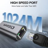 Qgeem USB Type-C to RJ45 Gigabit Ethernet Dönüştürücü Çoklayıcı Adaptör - 3