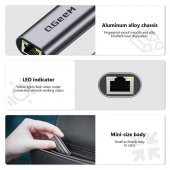 Qgeem USB Type-C to RJ45 Gigabit Ethernet Dönüştürücü Çoklayıcı Adaptör - 4