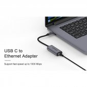 Qgeem USB Type-C to RJ45 Gigabit Ethernet Dönüştürücü Çoklayıcı Adaptör - 7