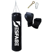 Desfabe Boxing Star 70x25 Cm Zincirli Boks Kum Torbası Siyah +Askı Aparatı+Boks Eldiveni - 1