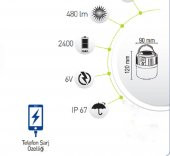 30 W SOLAR GÜNEŞ ENERJİLİ KAMP LAMBASI 5 MODLU POWERBANK ÖZELLİKLİ - 3