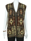 Kilim Desenli Üç Düğmeli Kırmızı Renk Kadın Triko Yelek - 10