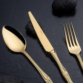 Nehir Lalezar Titanyum Gold Full Altın Parlak 89 Parça Kutulu Çatal Bıçak Set - 2