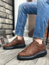 BA0547 BOA Kalın Yüksek Taban Taba Siyah Bağcıklı Spor Erkek Ayakkabı - 2