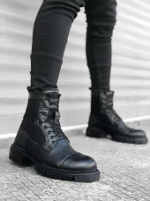 BA0183 İçi Dışı Hakiki Deri Siyah Erkek Postal Bot - 3