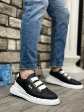 BA0329 3 Bant Siyah Beyaz Detaylı Kalın Taban Casual Erkek Ayakkabı - 1