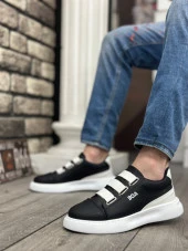 BA0329 3 Bant Siyah Beyaz Detaylı Kalın Taban Casual Erkek Ayakkabı - 2