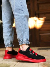 BA0329 3 Bant Siyah Kırmızı Kalın Taban Casual Erkek Ayakkabı thumbnail 7