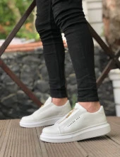 BA0310 BOA Kalın Yüksek Taban Fermuarlı Beyaz Erkek Ayakkabı thumbnail 2