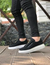 BA0310 BOA Kalın Yüksek Taban Fermuarlı Siyah Beyaz Erkek Ayakkabı thumbnail 2