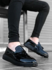 BA0005 Bağcıksız Yüksek Taban Klasik Rugan Kemerli Püsküllü Erkek Ayakkabı thumbnail 2