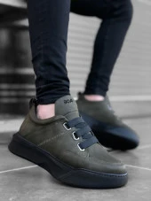 BA0160 Bantlı Erkek Yüksek Taban Haki Spor Ayakkabı - 1