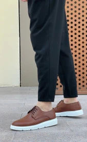 BA0003 Bağcıklı Klasik Taba Beyaz Kalın Taban Casual Erkek Ayakkabı thumbnail 1