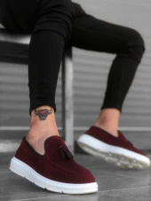 BA0005 Bağcıksız Yüksek Taban Bordo Süet Klasik Püsküllü Corcik Erkek Ayakkabı thumbnail 3