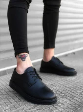 BA0003 Bağcıklı Klasik Siyah Yüksek Siyah Taban Casual Erkek Ayakkabı thumbnail 2