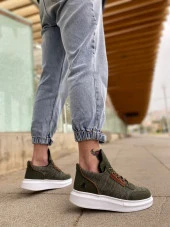 BA0606 Bağcıklı Rahat Yüksek Taban Haki Casual Erkek Spor Ayakkabı thumbnail 2