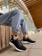 BA0601 Bağcıklı Rahat Yüksek Taban Siyah Kamuflaj Casual Erkek Spor Ayakkabı - 1