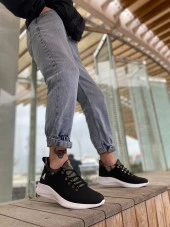 BA0601 Bağcıklı Rahat Yüksek Taban Siyah Kamuflaj Casual Erkek Spor Ayakkabı - 3